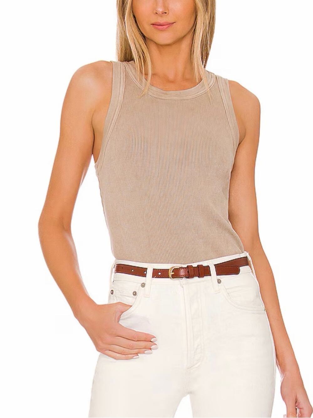 Citizens of Humanity Isabel Rib Tank Tan Size Large